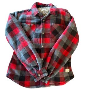 Weatherproof Vintage Boys' Sherpa Lined Shirt Jac Jacket Snaps Red Plaid 10-12
